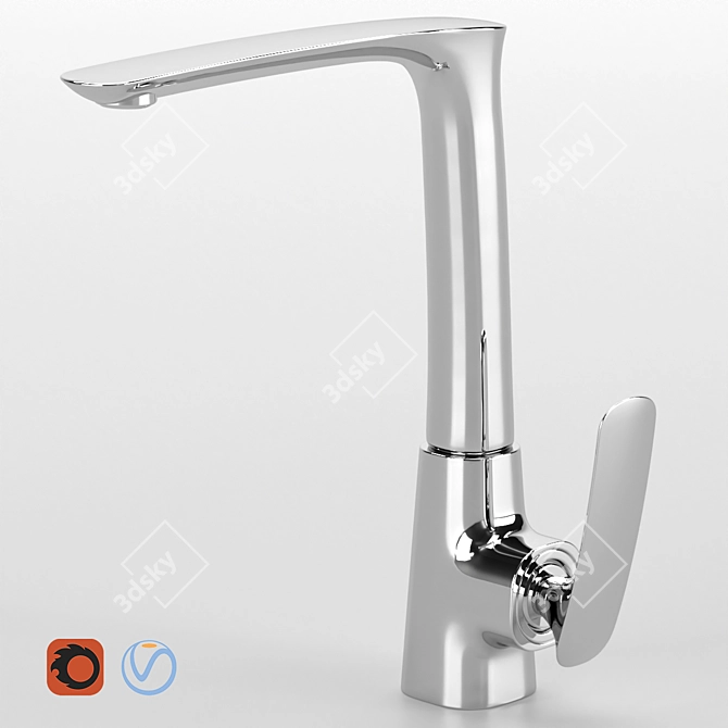 TOK-FUJ 1013 Chrome Kitchen Mixer 3D model image 1