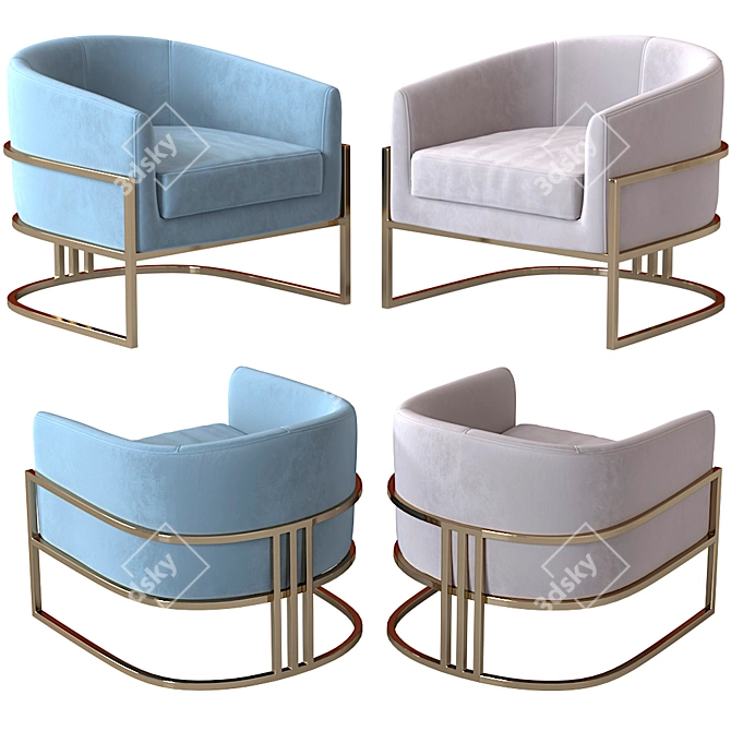 Luxury Gold Armchair: Monica by Mdehouse 3D model image 1