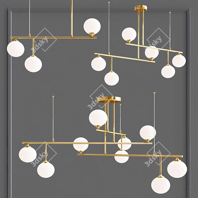 Modern Copper LED Chandelier 3D model image 2