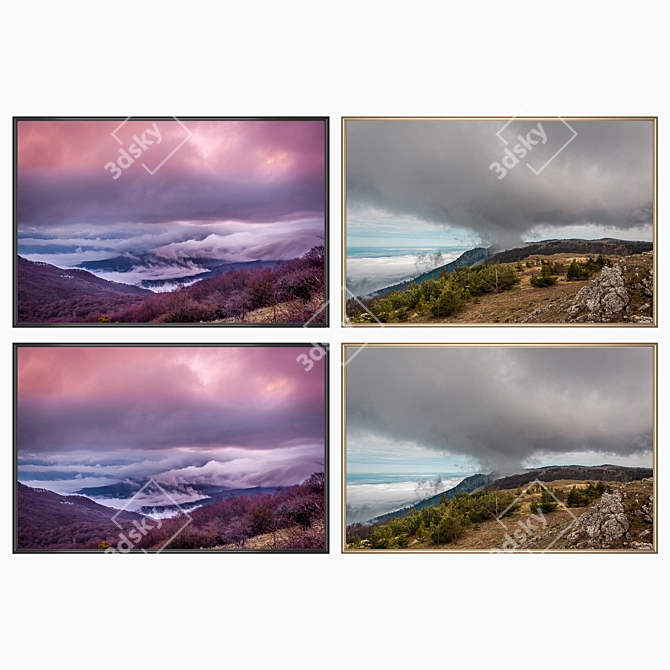 Elegant Wall Art Set with Frames 3D model image 2