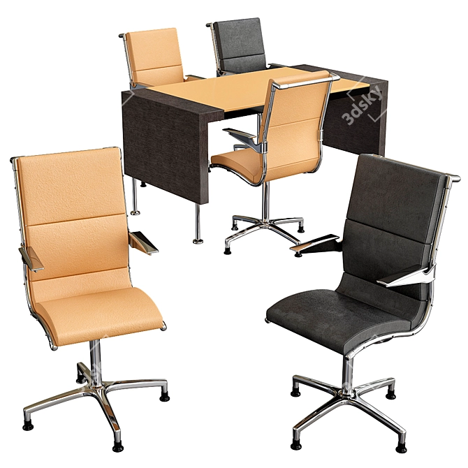 Elegant Teka Prima Sinfonia: Black/Ivory Leather 3D model image 1