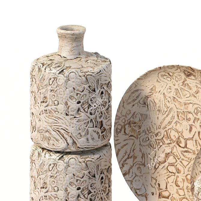 Elegant Handcrafted Decoupage Bottle 3D model image 2