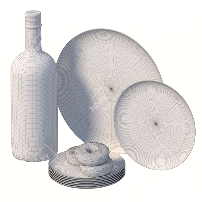Rustic Charm Crockery Set 3D model image 5
