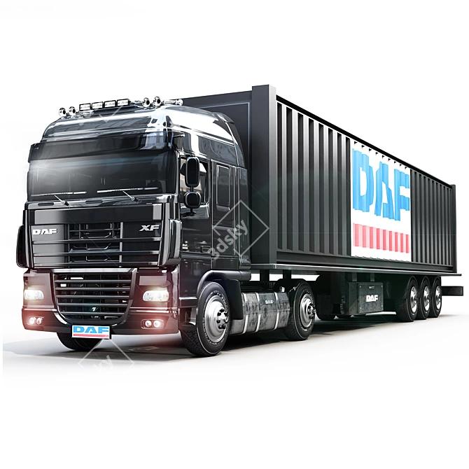 Daf XF 2013 Red White Black 3D Model 3D model image 4