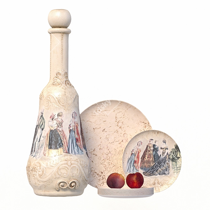 Handcrafted Decorative Crockery Set 3D model image 1