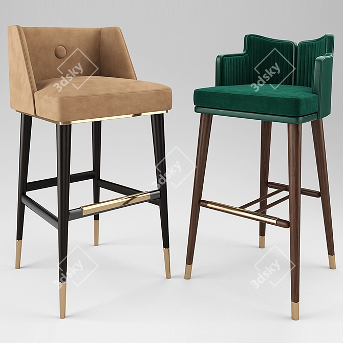 Mezzo Collection Bar Stools 3D model image 1