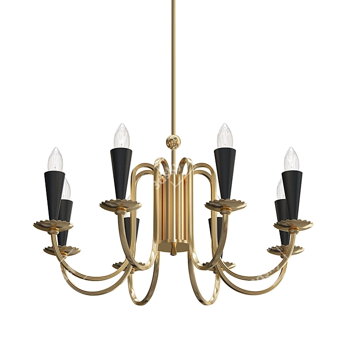 Italian Sputnik Brass Chandelier 3D model image 1