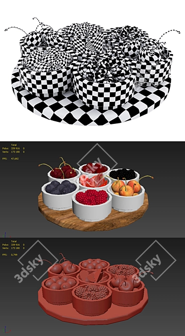 Berry Bliss Bowls 3D model image 8