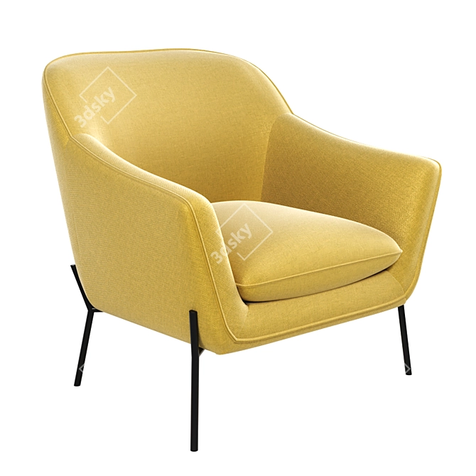 Modern Yellow Accent Chair 3D model image 1