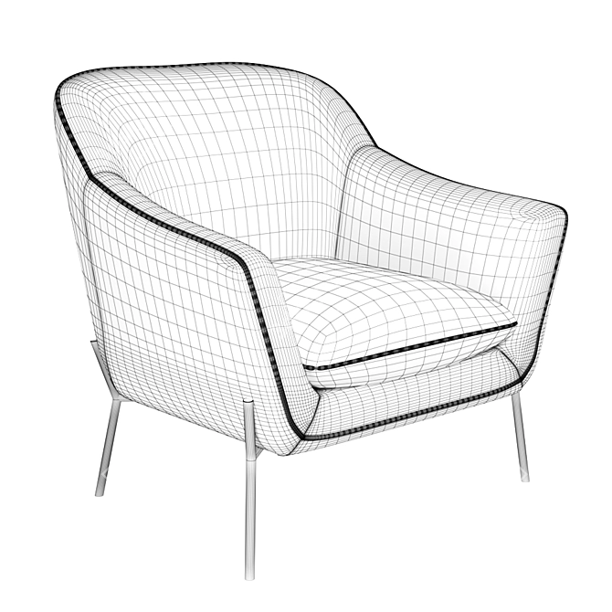 Modern Yellow Accent Chair 3D model image 3