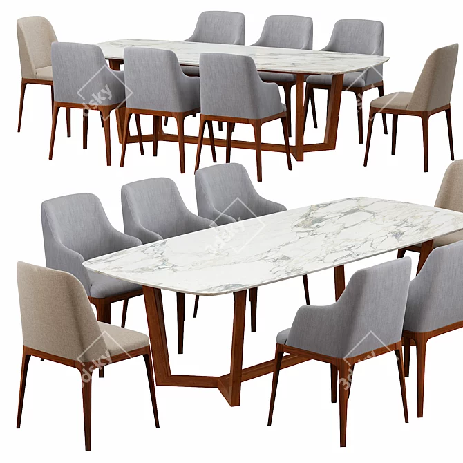 Elegant Galicia Armchair & Concorde Table 3D model image 2