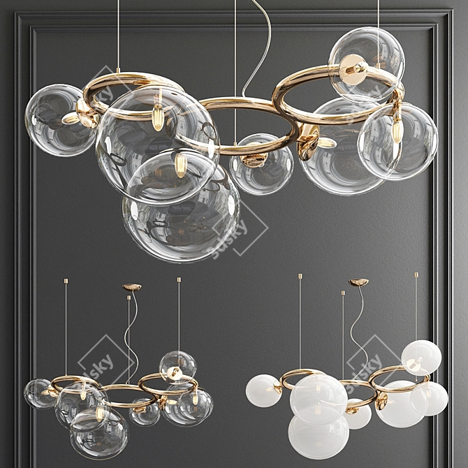 Elegant Puppet Ring Chandelier: Illuminate Your Space 3D model image 1