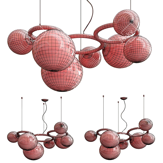 Elegant Puppet Ring Chandelier: Illuminate Your Space 3D model image 2