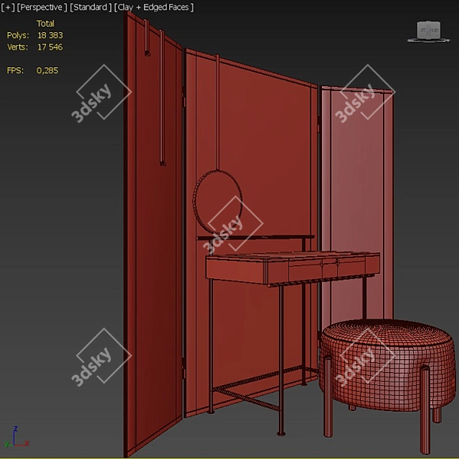 Elegant 375 Stay Vanity Set 3D model image 8