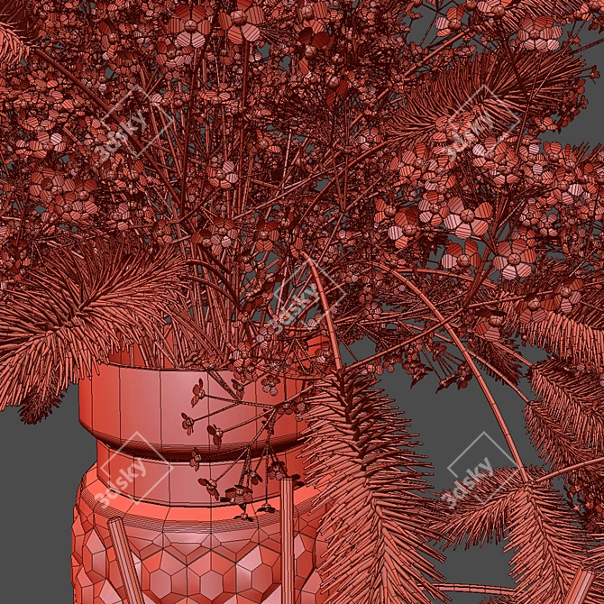 Ethereal Bliss: White Flowers, Dry Herbs & Candles 3D model image 2