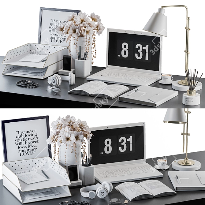Stylish Office Essentials Set 3D model image 1