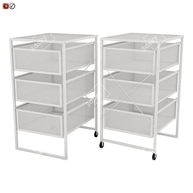 White Lennart Drawers Cabinet 3D model image 1