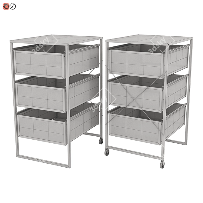 White Lennart Drawers Cabinet 3D model image 2