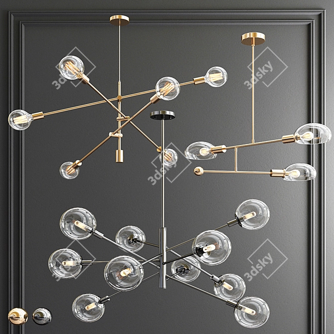 Modern Tangle Light Trio 3D model image 1