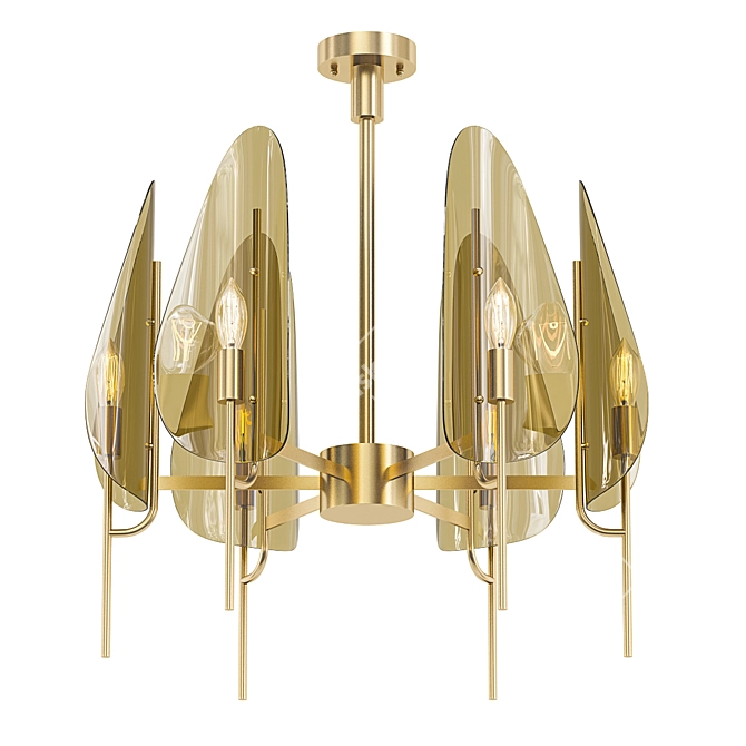 Elegant Amber Glass Chandelier 3D model image 1