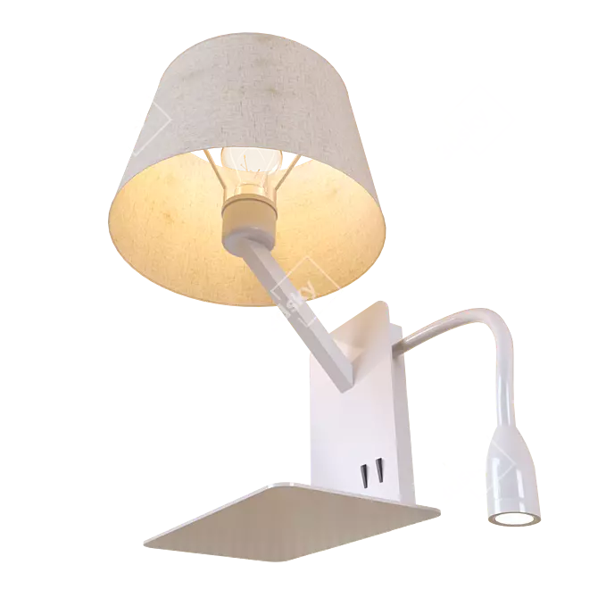 Loft IT Station: Modern White Table Lamp 3D model image 2