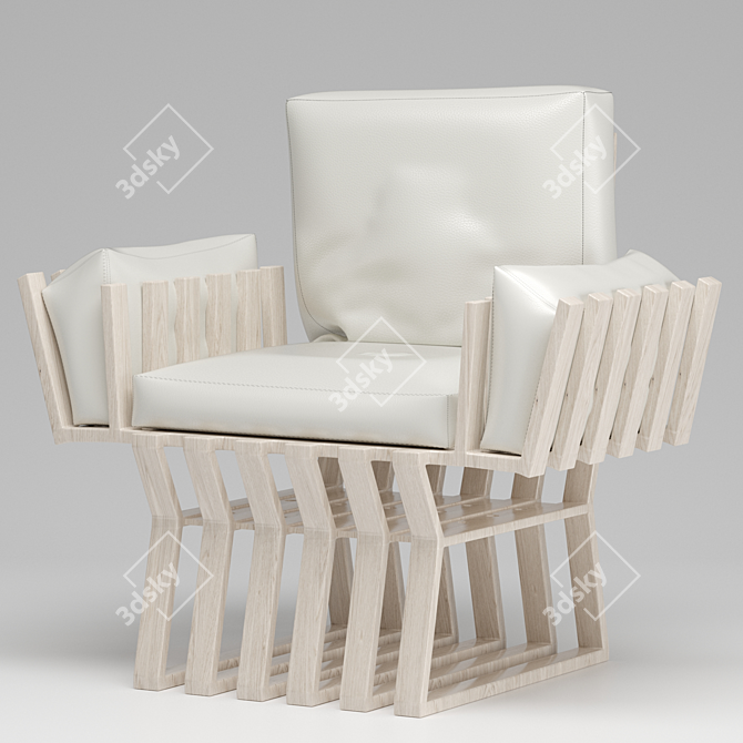 Cozy Wooden Frame Chair 3D model image 1