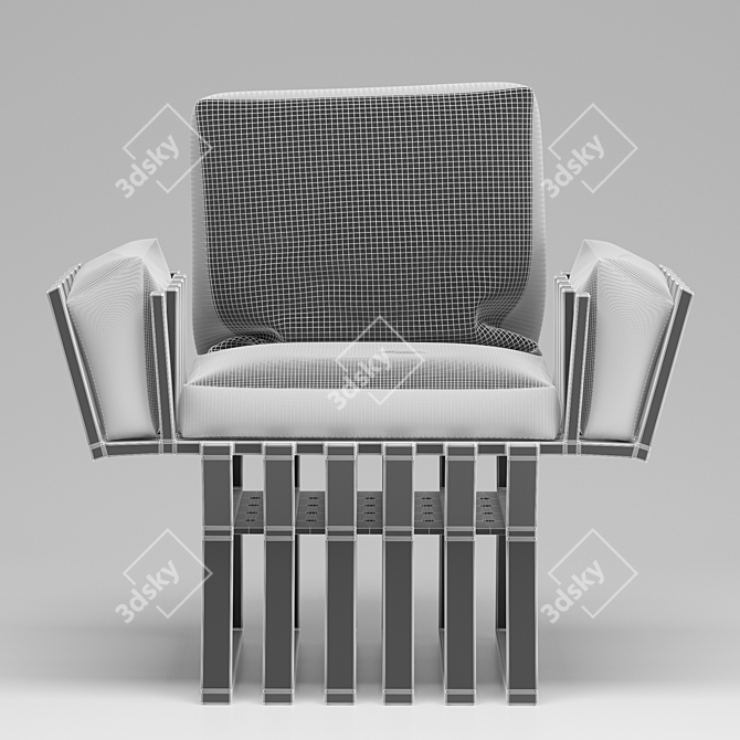 Cozy Wooden Frame Chair 3D model image 4