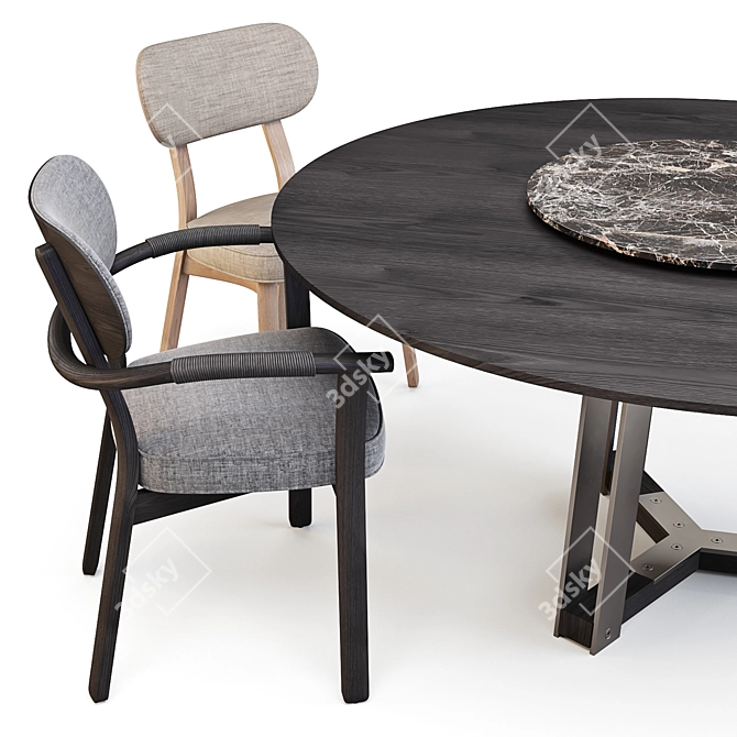 Elegant Porada Dining Set: Shibumi Tondo Table with Evelin Chairs 3D model image 2