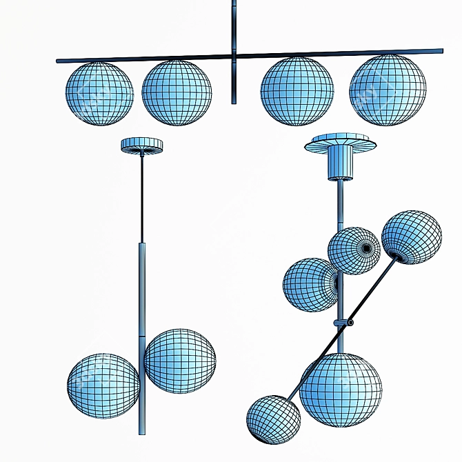 Modern Vesper Brass Hanging Lamps 3D model image 2