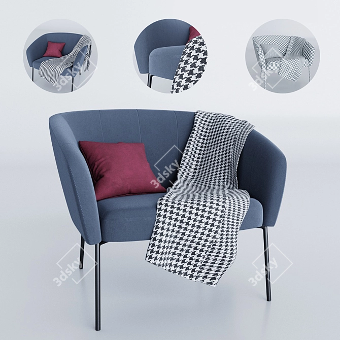 Stylish Blue Armchair: Tessin 3D model image 1