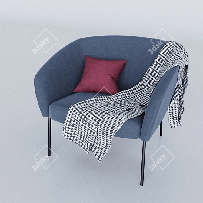 Stylish Blue Armchair: Tessin 3D model image 2