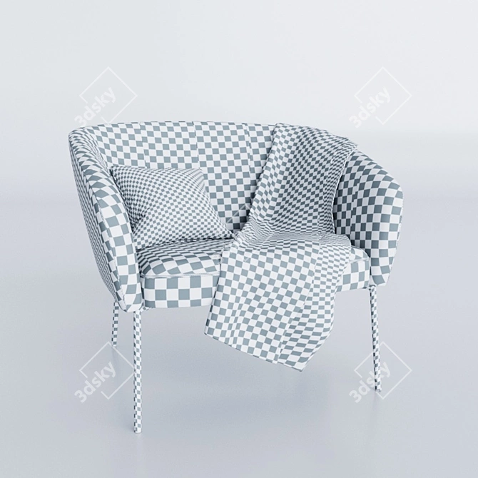 Stylish Blue Armchair: Tessin 3D model image 4