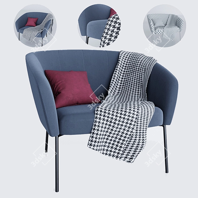 Stylish Blue Armchair: Tessin 3D model image 5