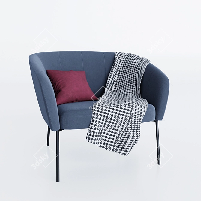 Stylish Blue Armchair: Tessin 3D model image 6