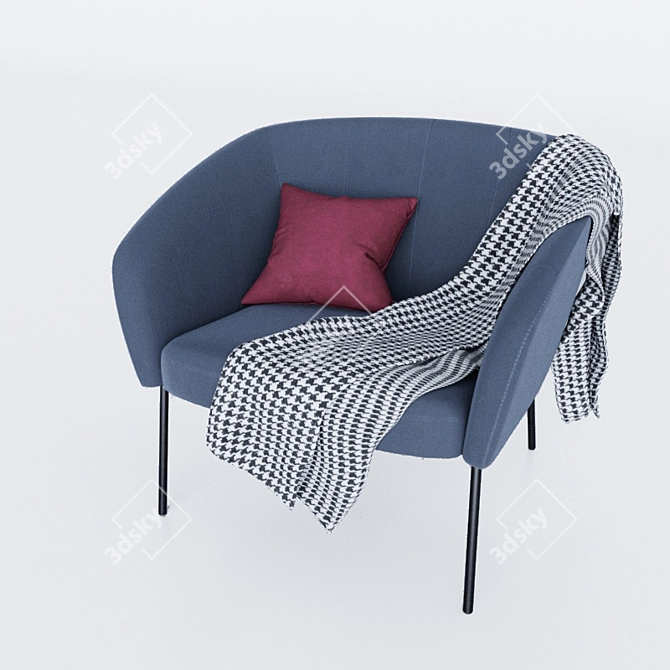 Stylish Blue Armchair: Tessin 3D model image 7