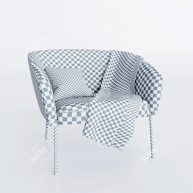 Stylish Blue Armchair: Tessin 3D model image 9