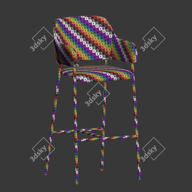 Elegant Livorno Velvet Bar Stool 3D model image 5