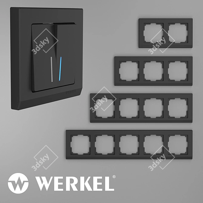 Sleek Black Frames for Switches 3D model image 1