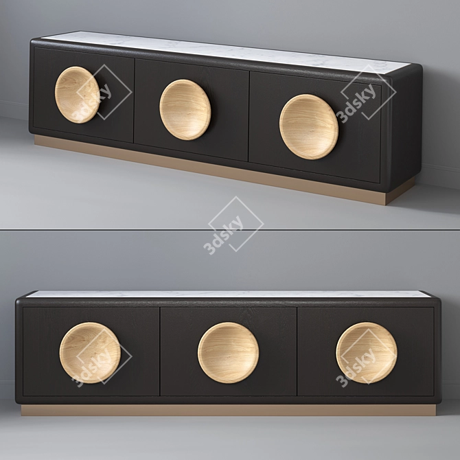 Luxurious Collins TV Cabinet: Oak, Bronze Finish 3D model image 1