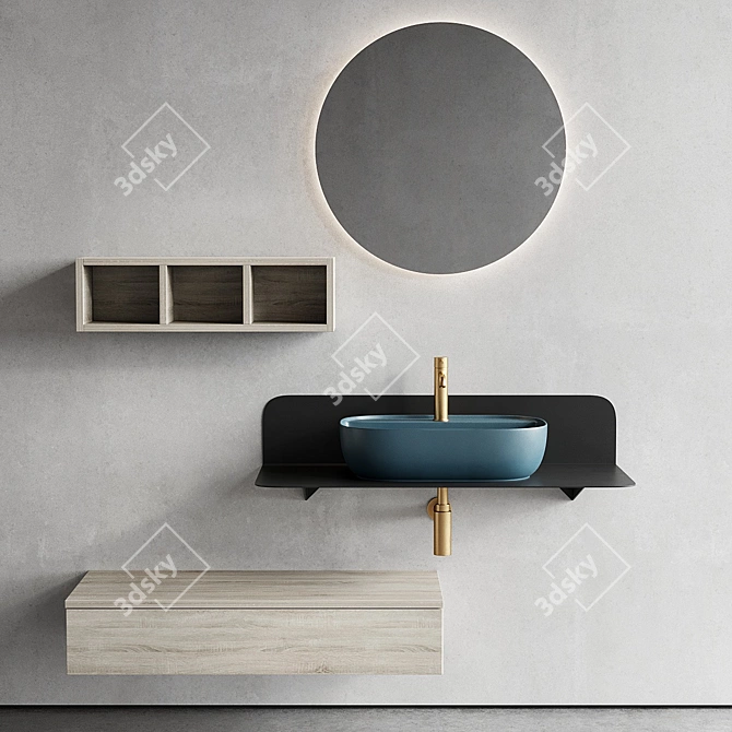 Scarabeo Plana Ceramic Vanity Unit Set 3D model image 1