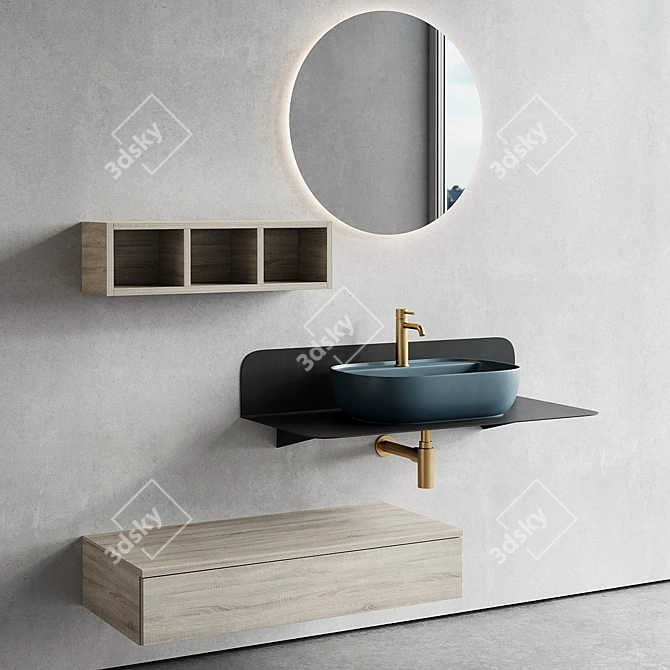 Scarabeo Plana Ceramic Vanity Unit Set 3D model image 3
