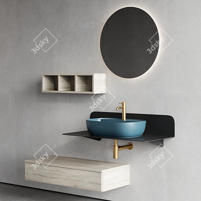 Scarabeo Plana Ceramic Vanity Unit Set 3D model image 4
