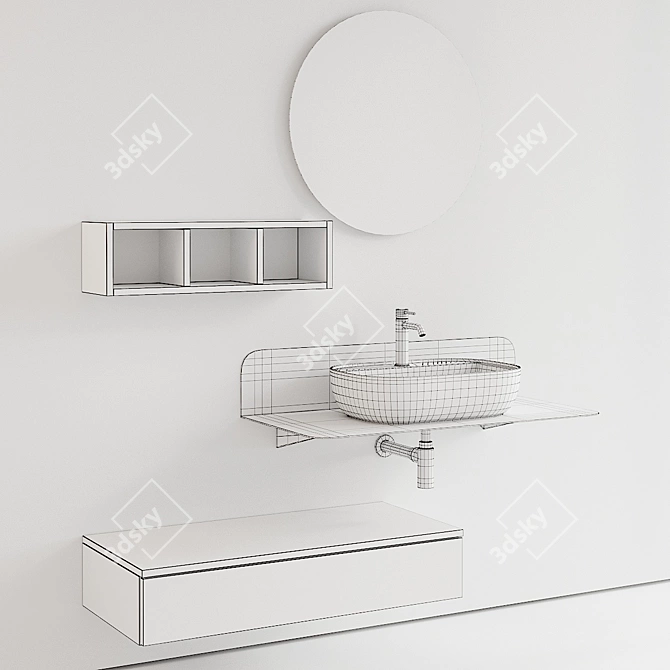 Scarabeo Plana Ceramic Vanity Unit Set 3D model image 5
