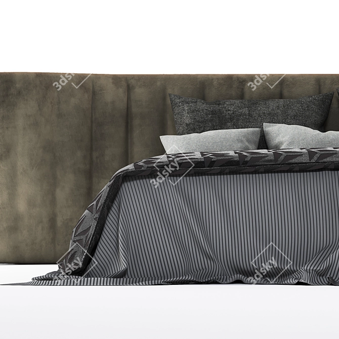 Elegant Sullivan Fabric Bed 3D model image 2