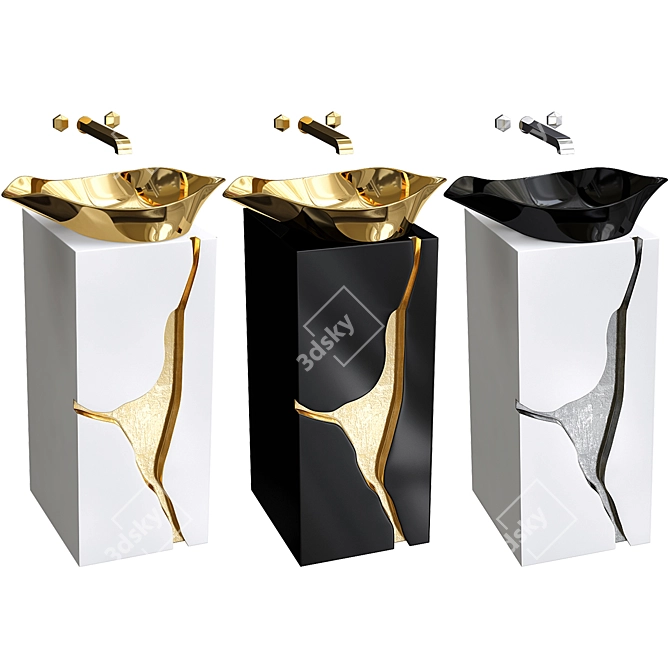 Luxury Freestanding Washbasin: Lapiaz 3D model image 1
