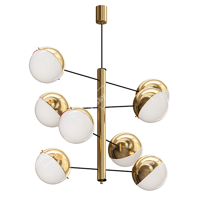 Stilnovo Style Glass Globes Chandelier 3D model image 1