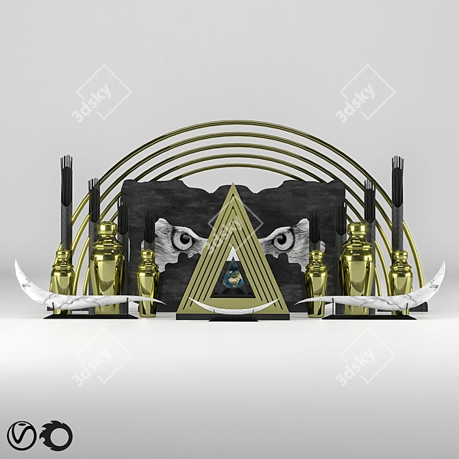 Gilded Egypt Decor Set 3D model image 2