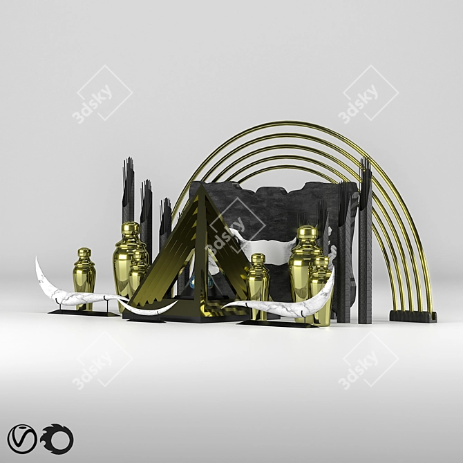 Gilded Egypt Decor Set 3D model image 4