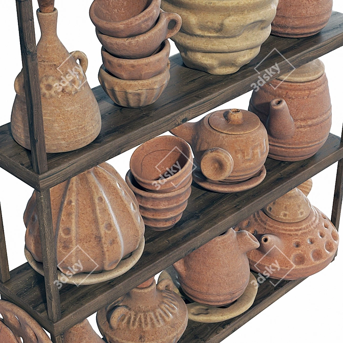 Clay Crockery Rack No. 9  Smooth Geometry  5 Texture Model 3D model image 2