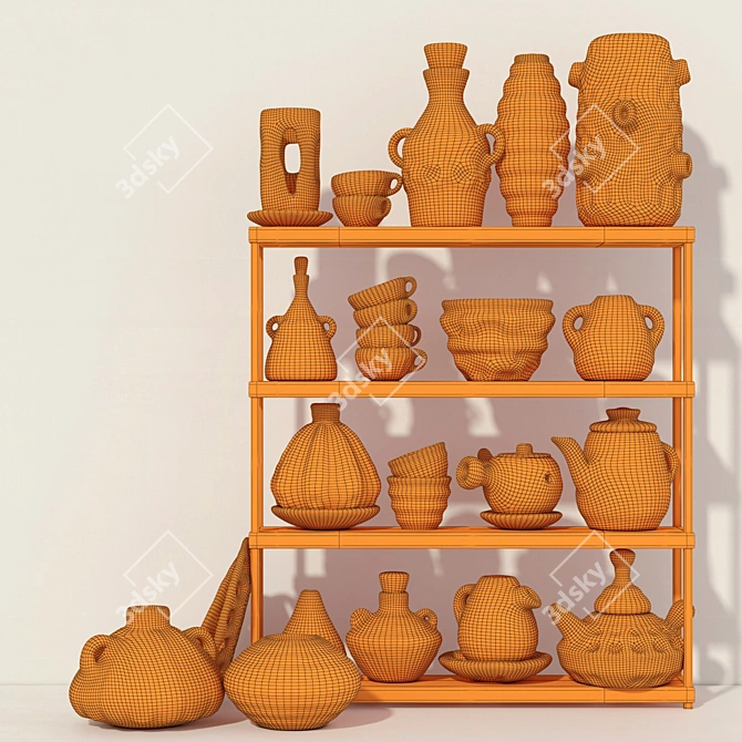 Clay Crockery Rack No. 9  Smooth Geometry  5 Texture Model 3D model image 5